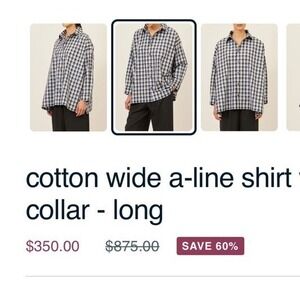 MSRP $875 eskandar cotton wide a-line shirt with collar Organic Cotton Size 1